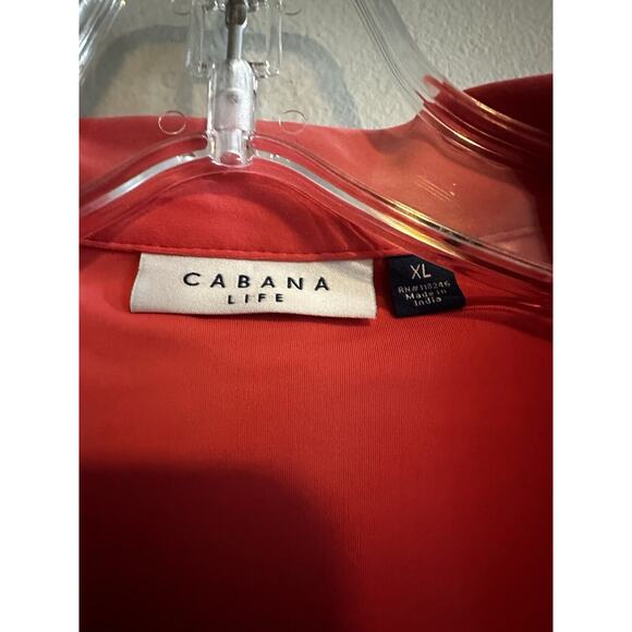 Cabana Life Coral Mini Dress Size XL Drawstring Waist Button Up Resort Vacation - Picture 3 of 12